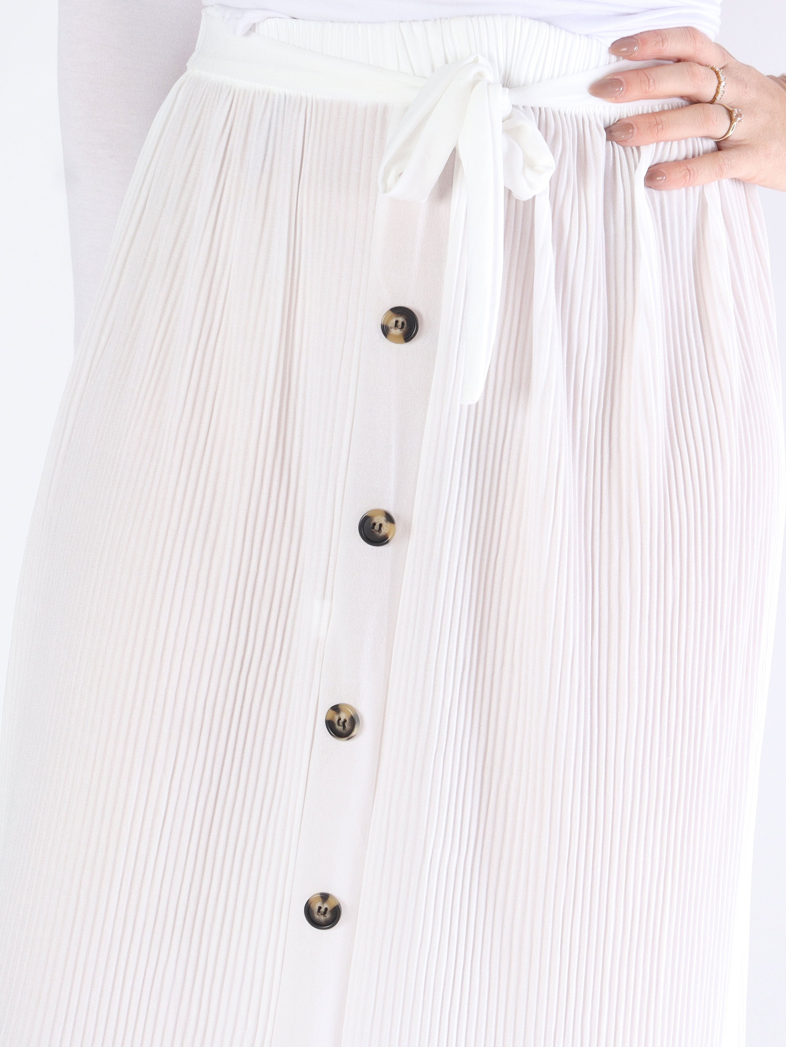 Andrea - Lång plisserad kjol med knappar